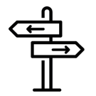 two pointed directional signs with arrows on them on a post pointing opposite directions